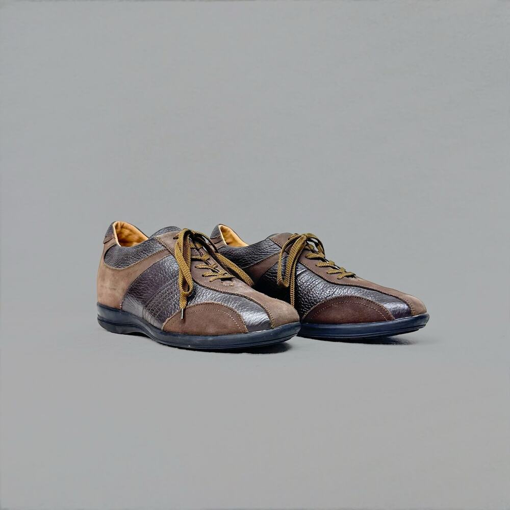 Vintage Bugarri Men’s Brown Leather and Suede Elevated Shoes - Size 7